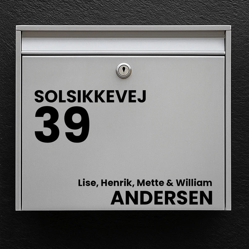 Briefkastenaufkleber – Straßenname, große Hausnummer und Nachname (mit Vornamen)