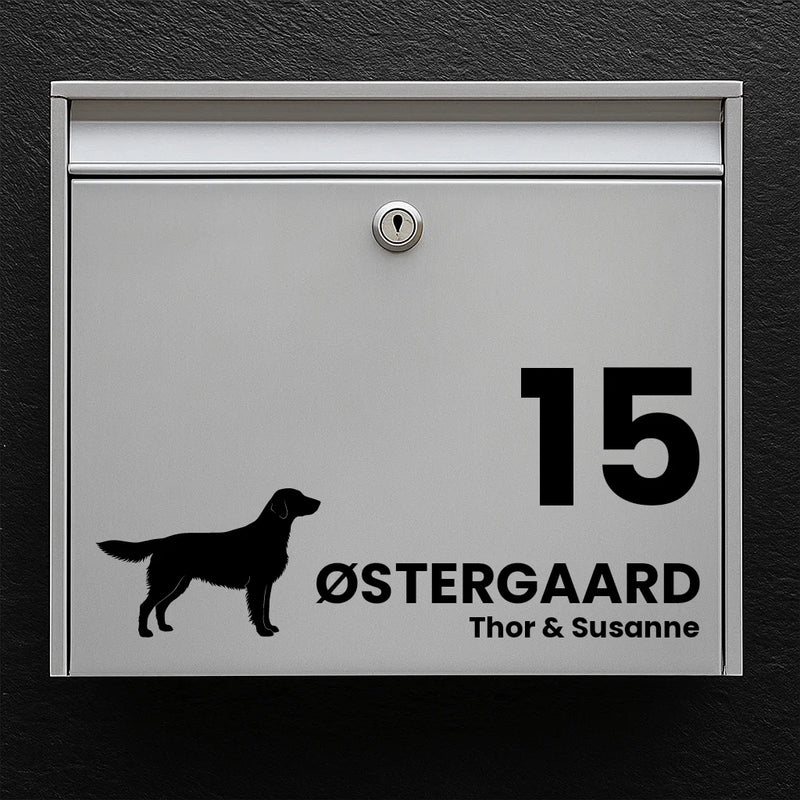 Briefkastenaufkleber mit Flat Coated Retriever