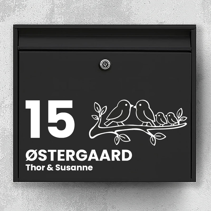 Briefkastenaufkleber mit Vögeln auf einem Ast