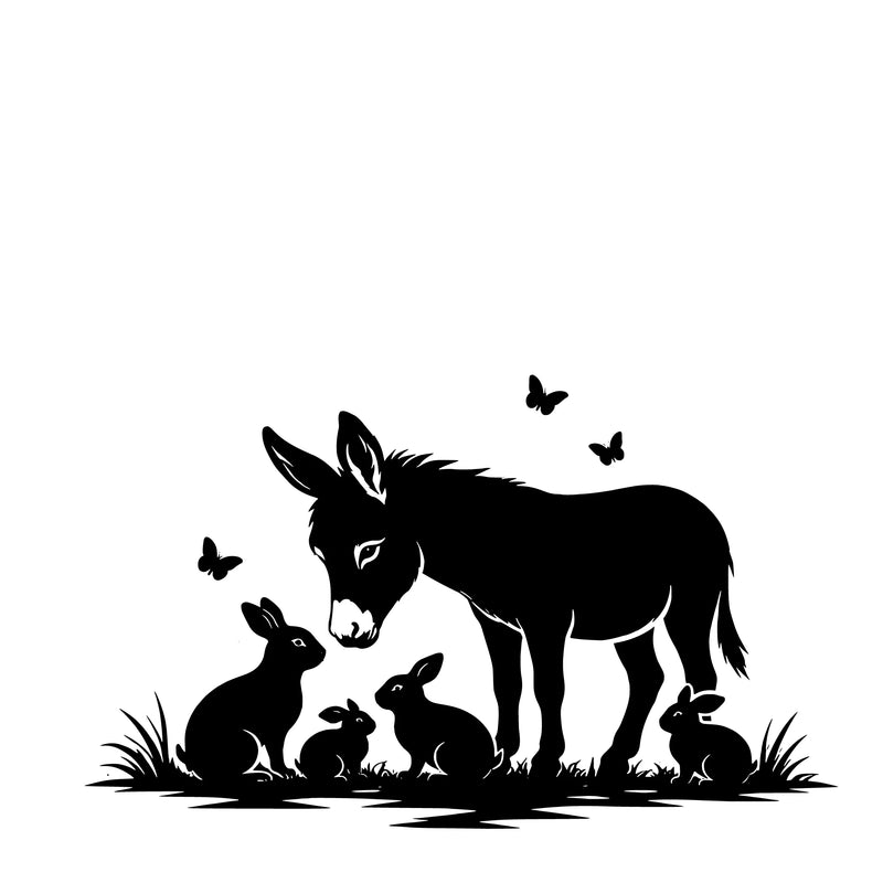 Esel mit Kaninchen – Einzelmotiv Aufkleber
