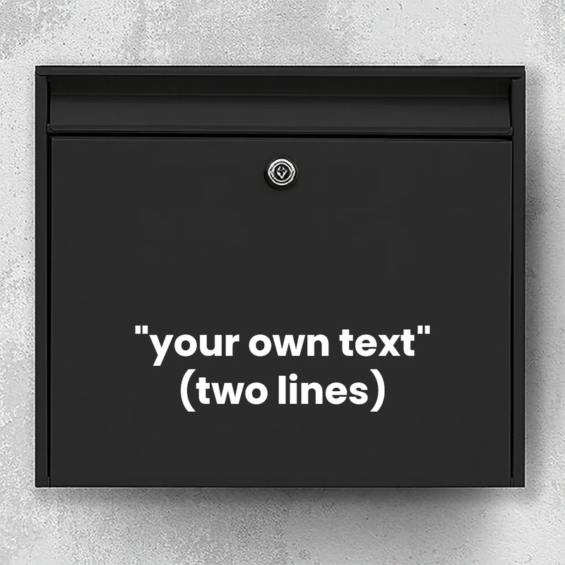 Briefkastenaufkleber – Wunschtext (max. 30 x 30 cm) – 2 Zeilen