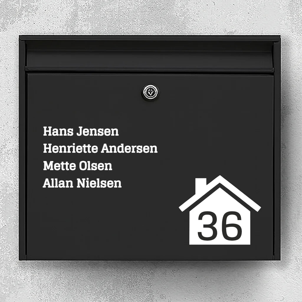 Briefkastenaufkleber – Namensliste mit Haussymbol und Hausnummer