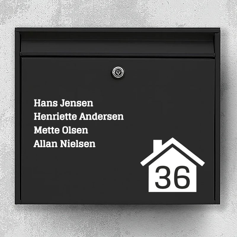 Briefkastenaufkleber – Namensliste mit Haussymbol und Hausnummer