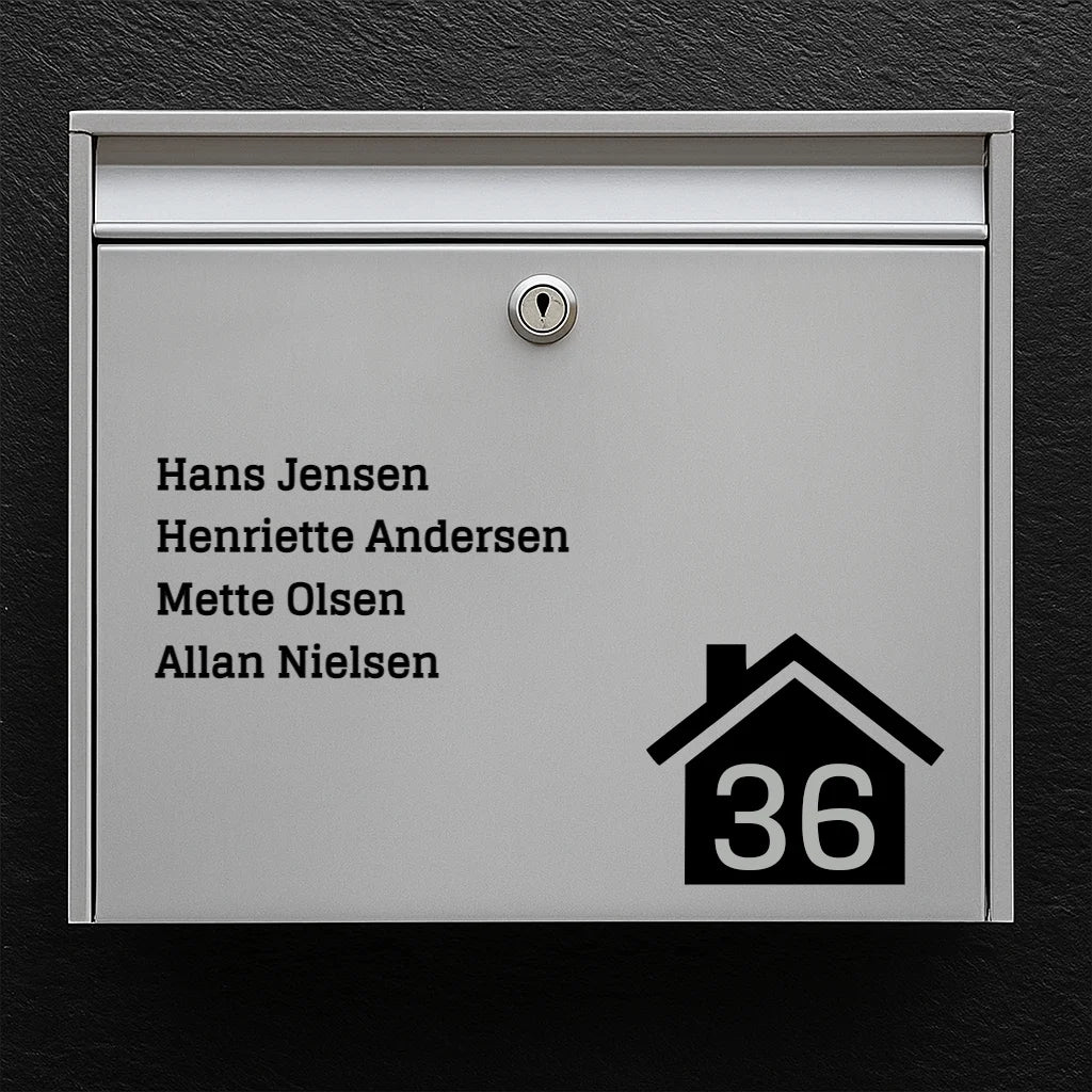 Briefkastenaufkleber – Namensliste mit Haussymbol und Hausnummer