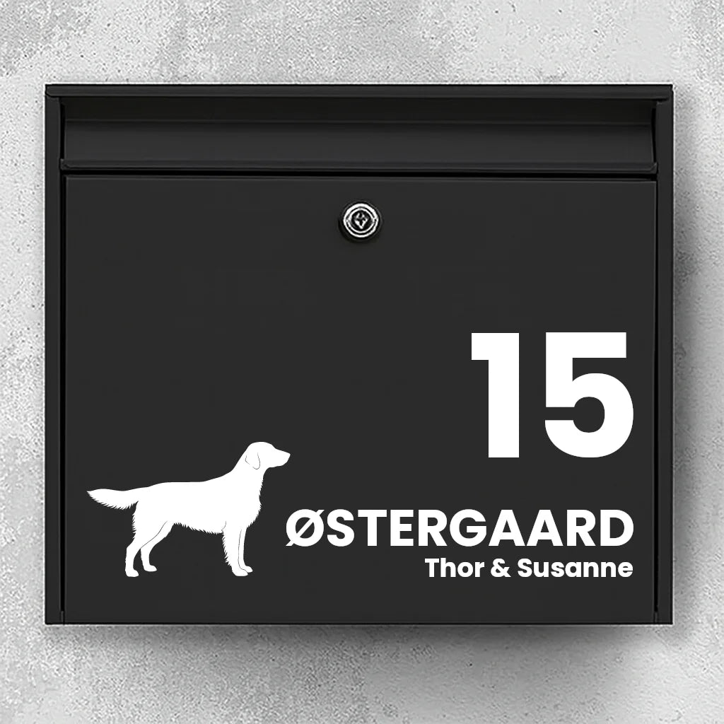 Briefkastenaufkleber mit Flat Coated Retriever