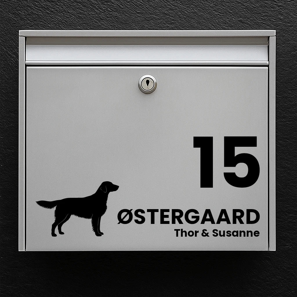 Briefkastenaufkleber mit Flat Coated Retriever