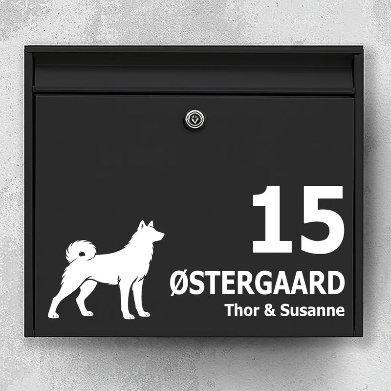 Briefkastenaufkleber mit Jämthund (Schwedischer Elchhund)