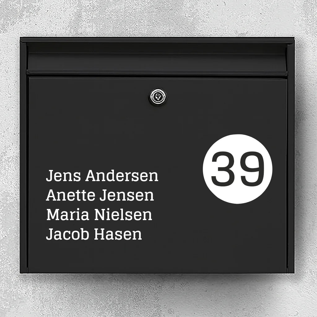 Briefkastenaufkleber – Namensliste mit rundem Hausnummernschild