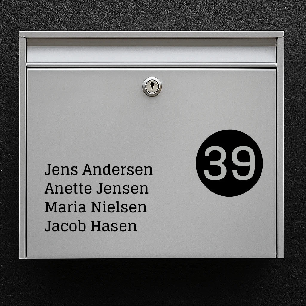 Briefkastenaufkleber – Namensliste mit rundem Hausnummernschild