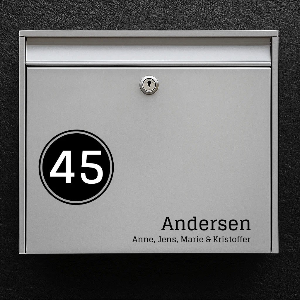 Briefkastenaufkleber – Hausnummernschild links mit Nachnamen und Vornamen