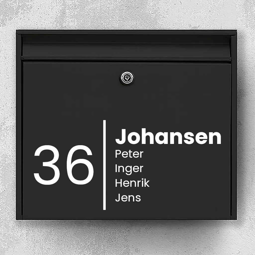 Briefkasten-Aufkleber – stilvolles Design mit Nachname, Vornamen & Hausnummer