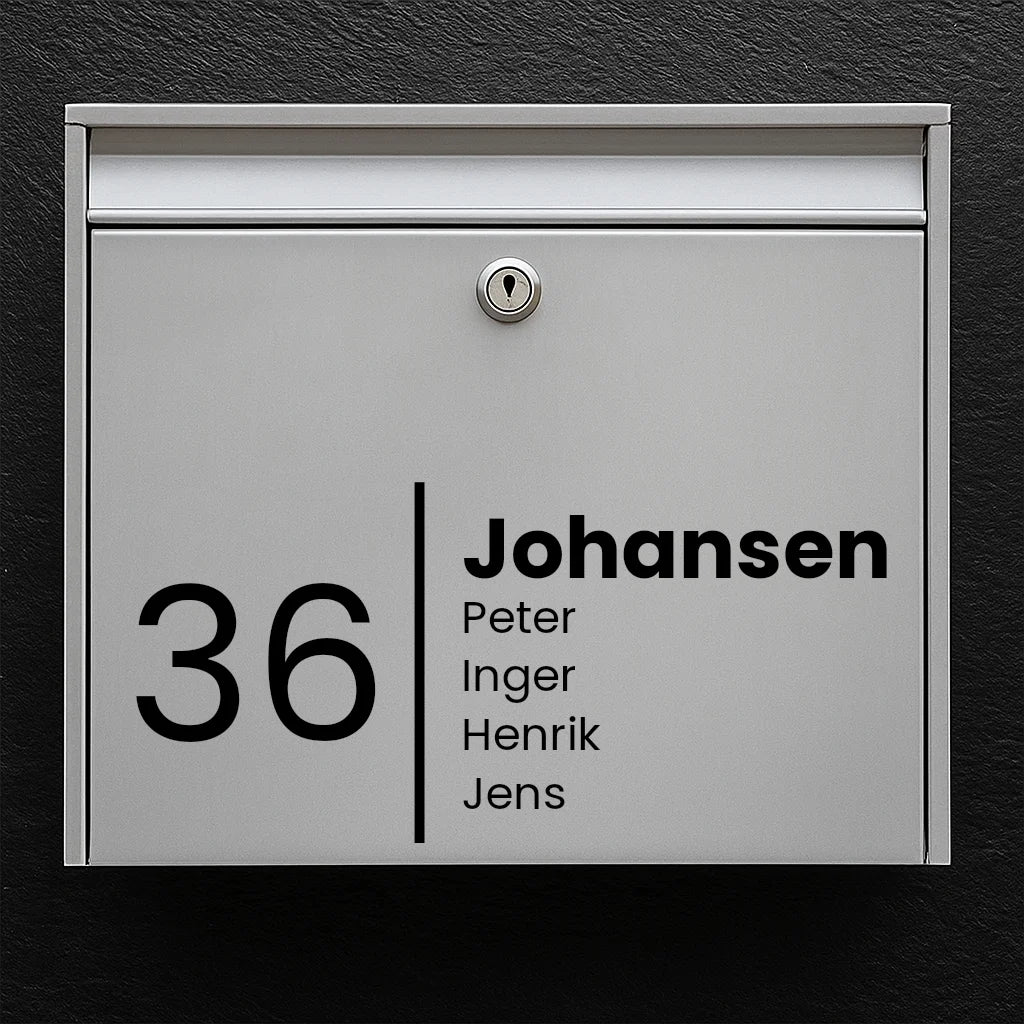 Briefkasten-Aufkleber – stilvolles Design mit Nachname, Vornamen & Hausnummer