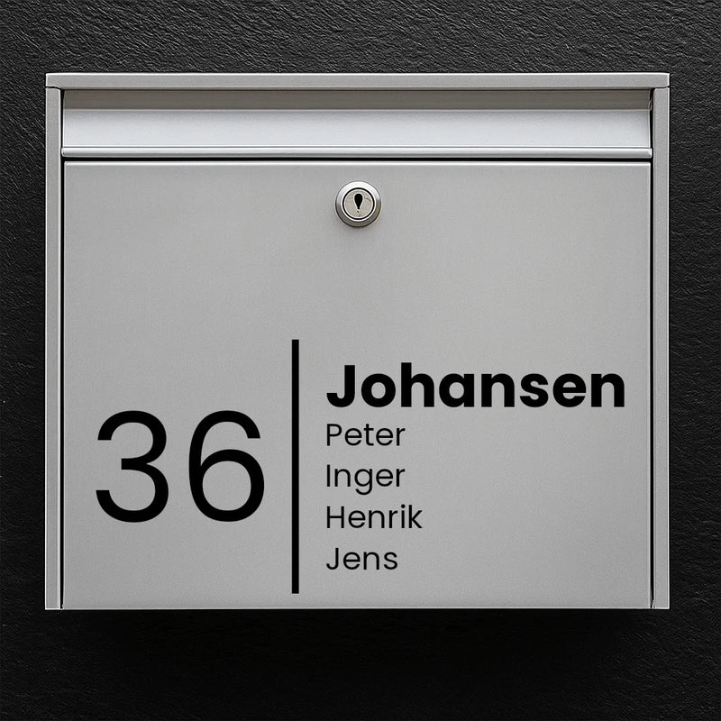 Briefkasten-Aufkleber – stilvolles Design mit Nachname, Vornamen & Hausnummer