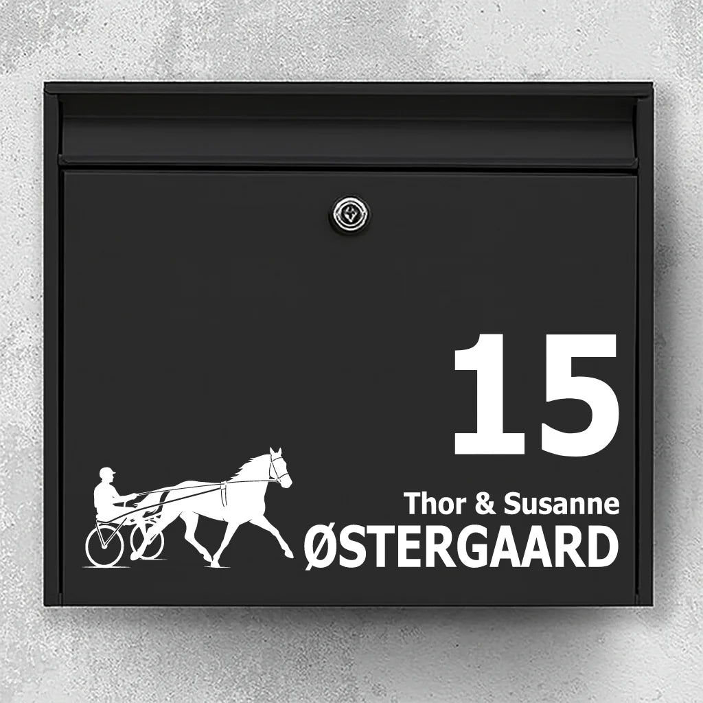 Briefkastenaufkleber mit Trabrennpferd (mit Sulky)