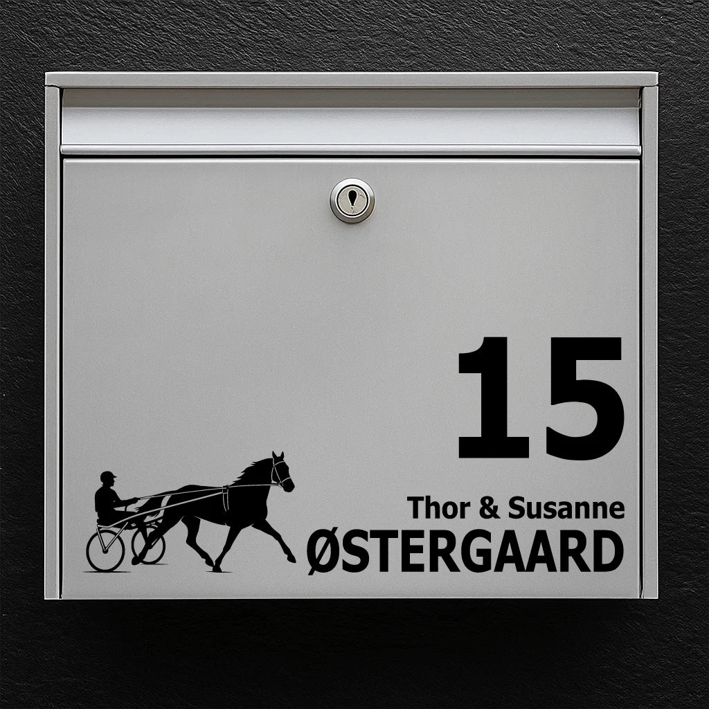 Briefkastenaufkleber mit Trabrennpferd (mit Sulky)
