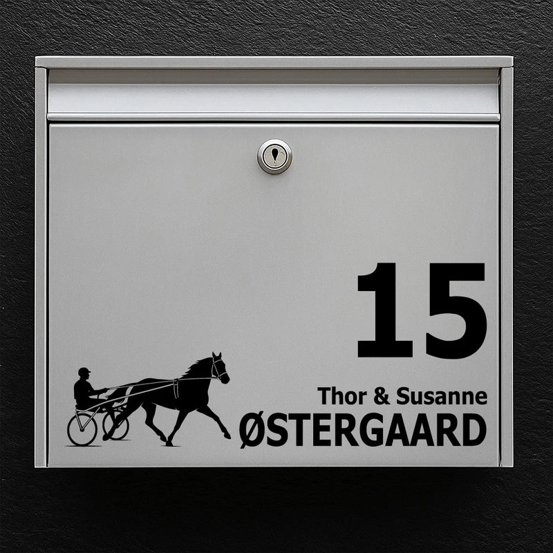 Briefkastenaufkleber mit Trabrennpferd (mit Sulky)