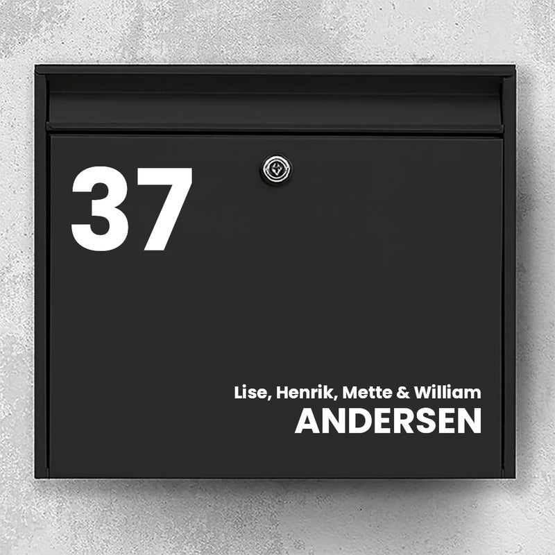 Briefkastenaufkleber – große Hausnummer und Nachname (mit Vornamen)