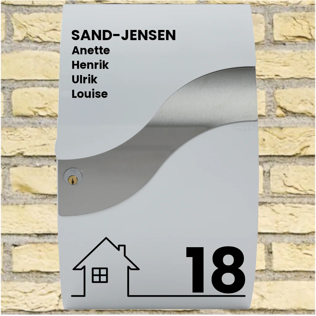 Briefkasten-Aufkleber – Wave-Layout mit Hausmotiv, Nachname, Vornamen & Hausnummer