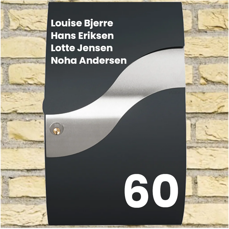 Briefkastenaufkleber – Wellenförmiges Design mit Namensliste und großer Hausnummer