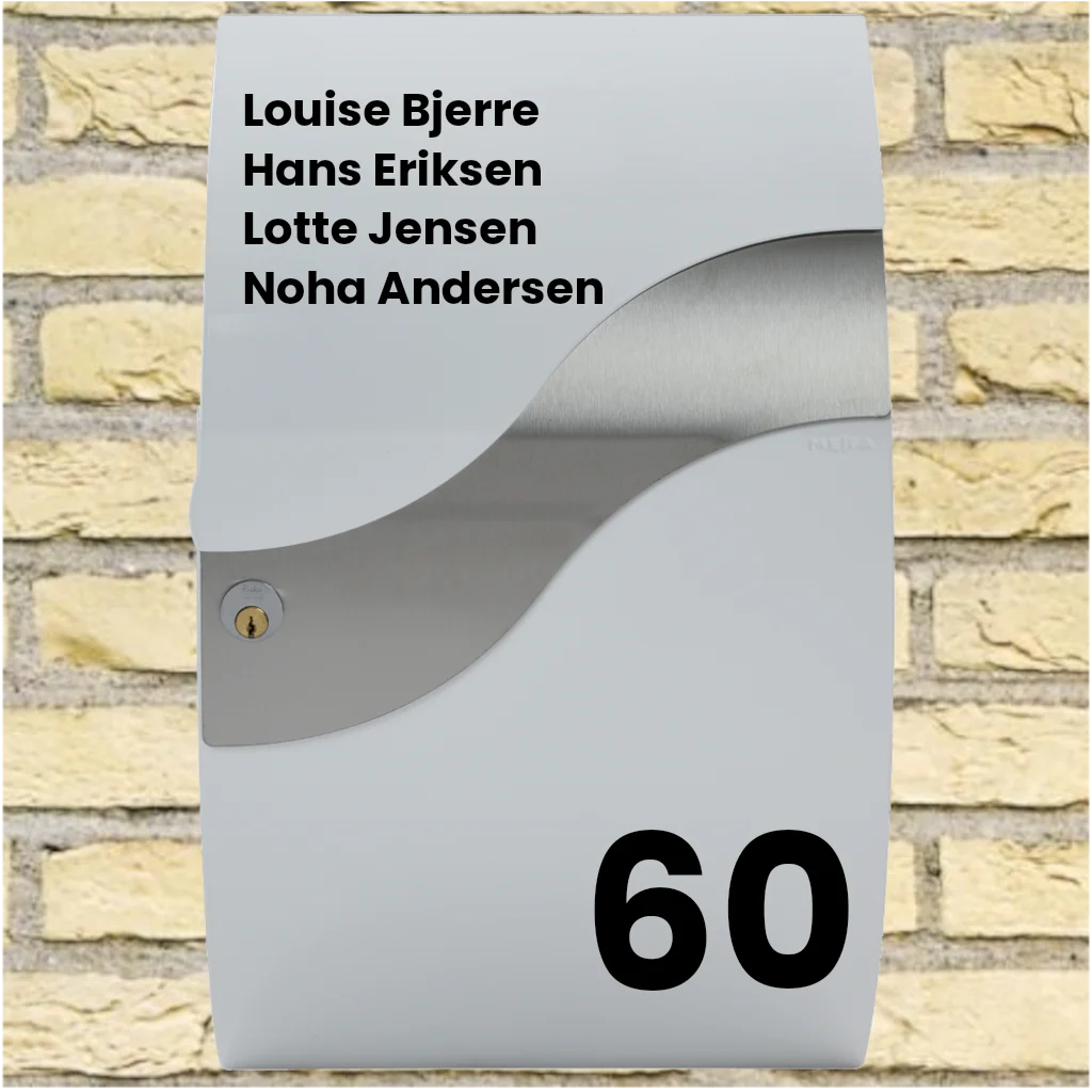 Briefkastenaufkleber – Wellenförmiges Design mit Namensliste und großer Hausnummer