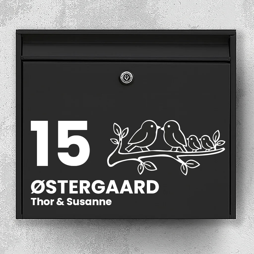 Briefkastenaufkleber mit Vögeln auf einem Ast