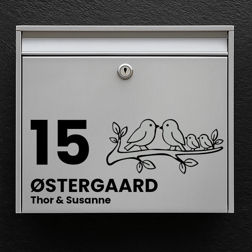 Briefkastenaufkleber mit Vögeln auf einem Ast