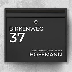 Namensschild Briefkasten - Design d06: Briefkastenschild mit Straße und Name