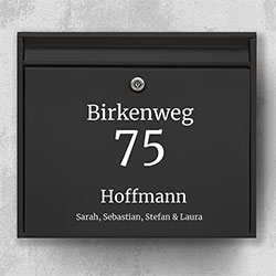 Briefkastenaufkleber - Design d07: Briefkastenschild mit Straße und Name
