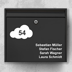 Namensschild Briefkasten - Briefkastenschild G: Wolke mit Namen und Hausnummern