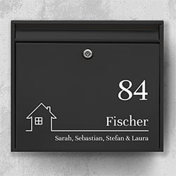 Briefkastenschild - Briefkastenaufkleber J: Design mit Haus