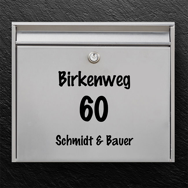 Briefkastenschild: Briefkastenschild mit Straße und Name design d05 - thumb  0