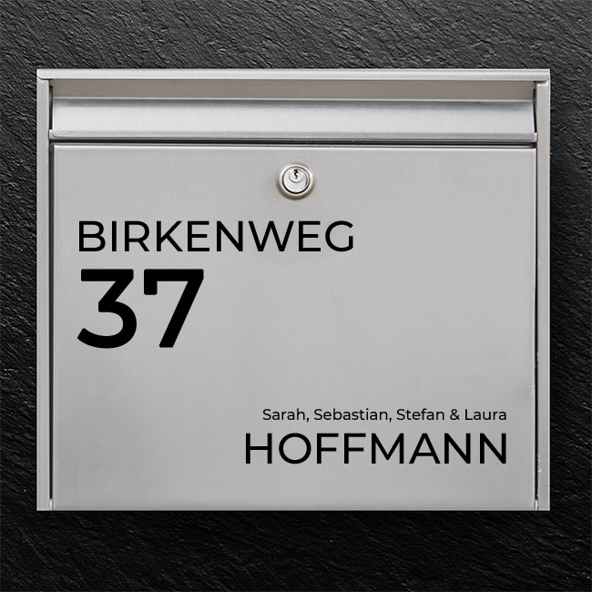 Briefkastenschild: Briefkastenschild mit Straße und Name design d06 - thumb  0